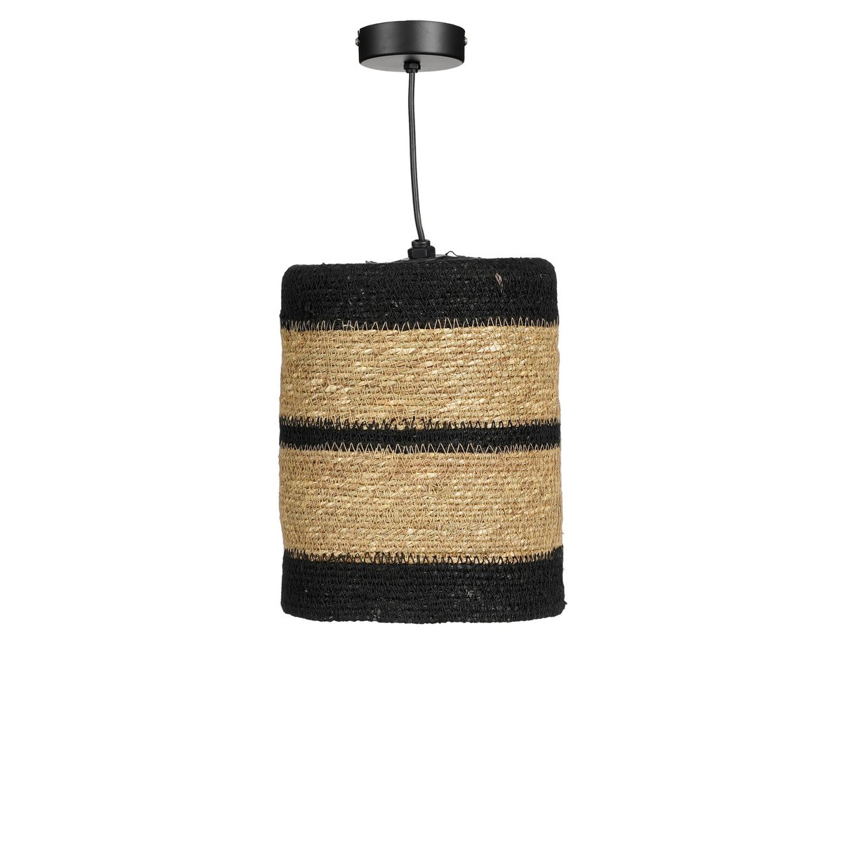 Mica Decorations - Lampe suspendue Jinx - H20 x Ø15 cm - Jute - Noir