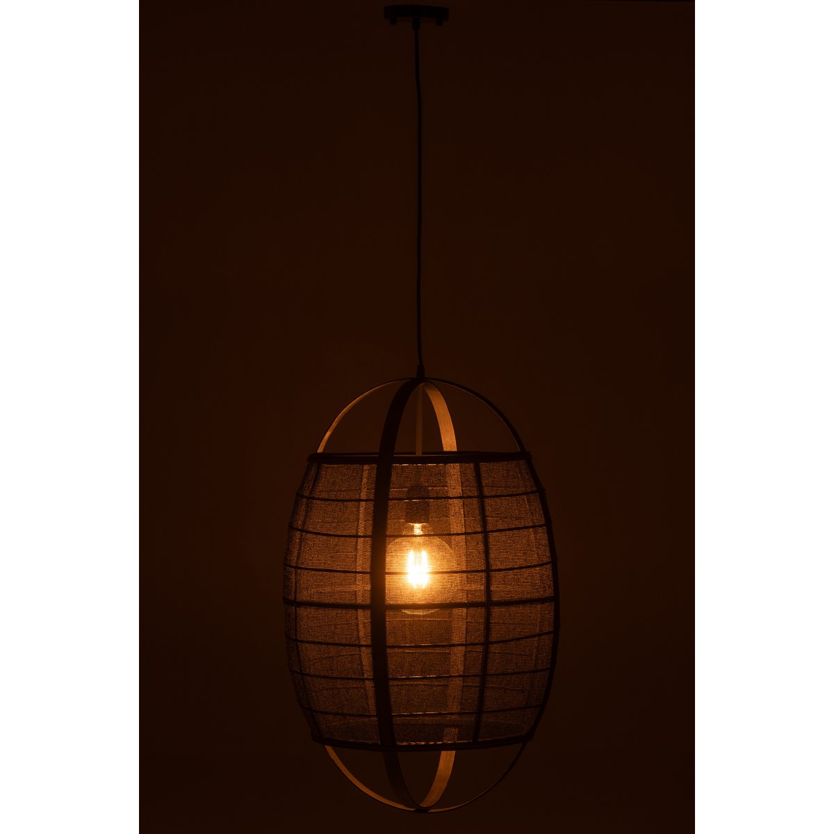 J-Line - Lampe suspendue Ion Lin/Bambou Noir Large