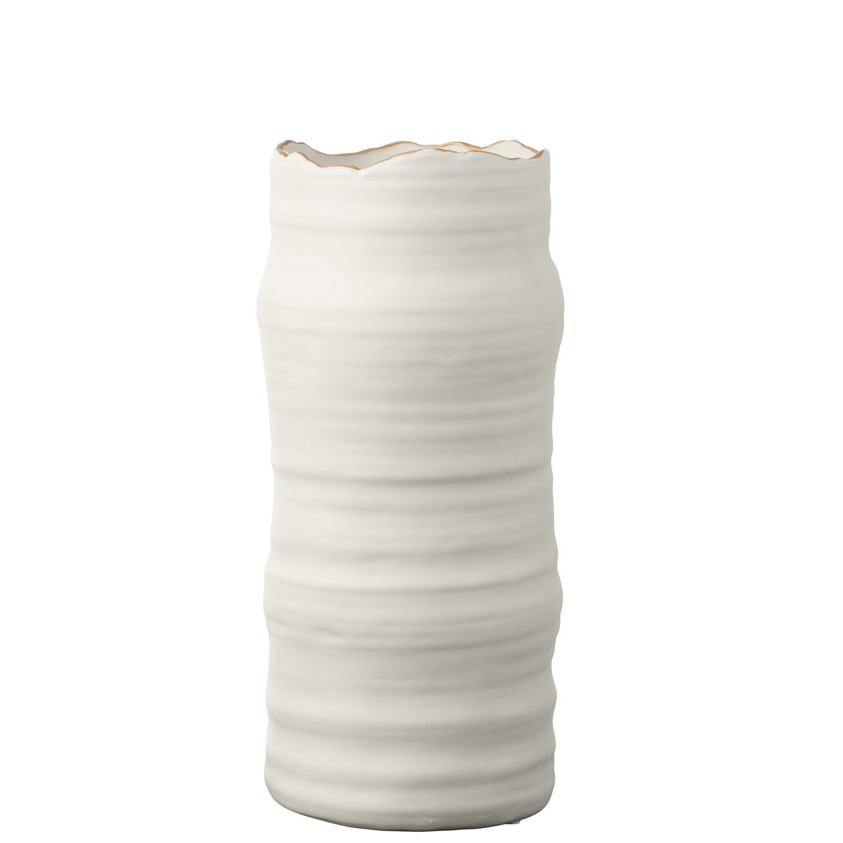 J-Line - Vase Waves Porcelaine Blanc/Or