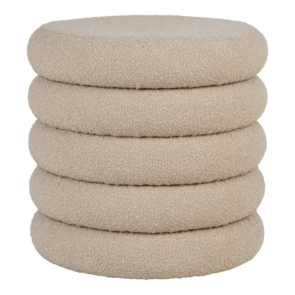 House Nordic - Brooklyn Pouf - Pouf avec rangement, bouclé, beige, Ø44x44 cm