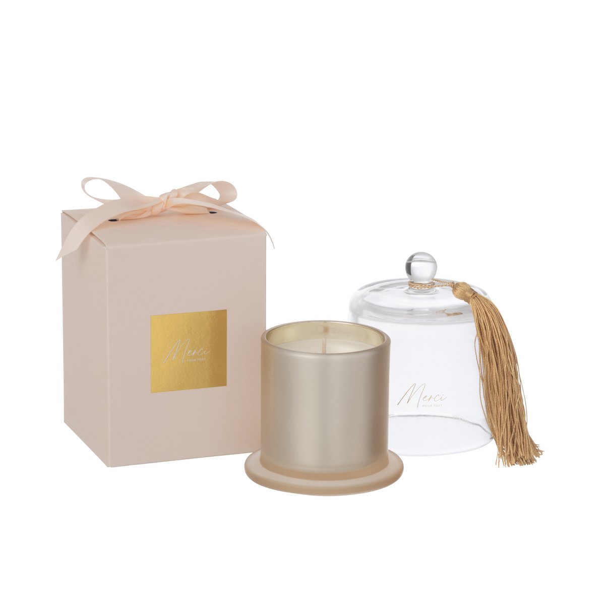 J-Line - Bougie Parfumée Cloche Merci Beige Petite 30 Heures