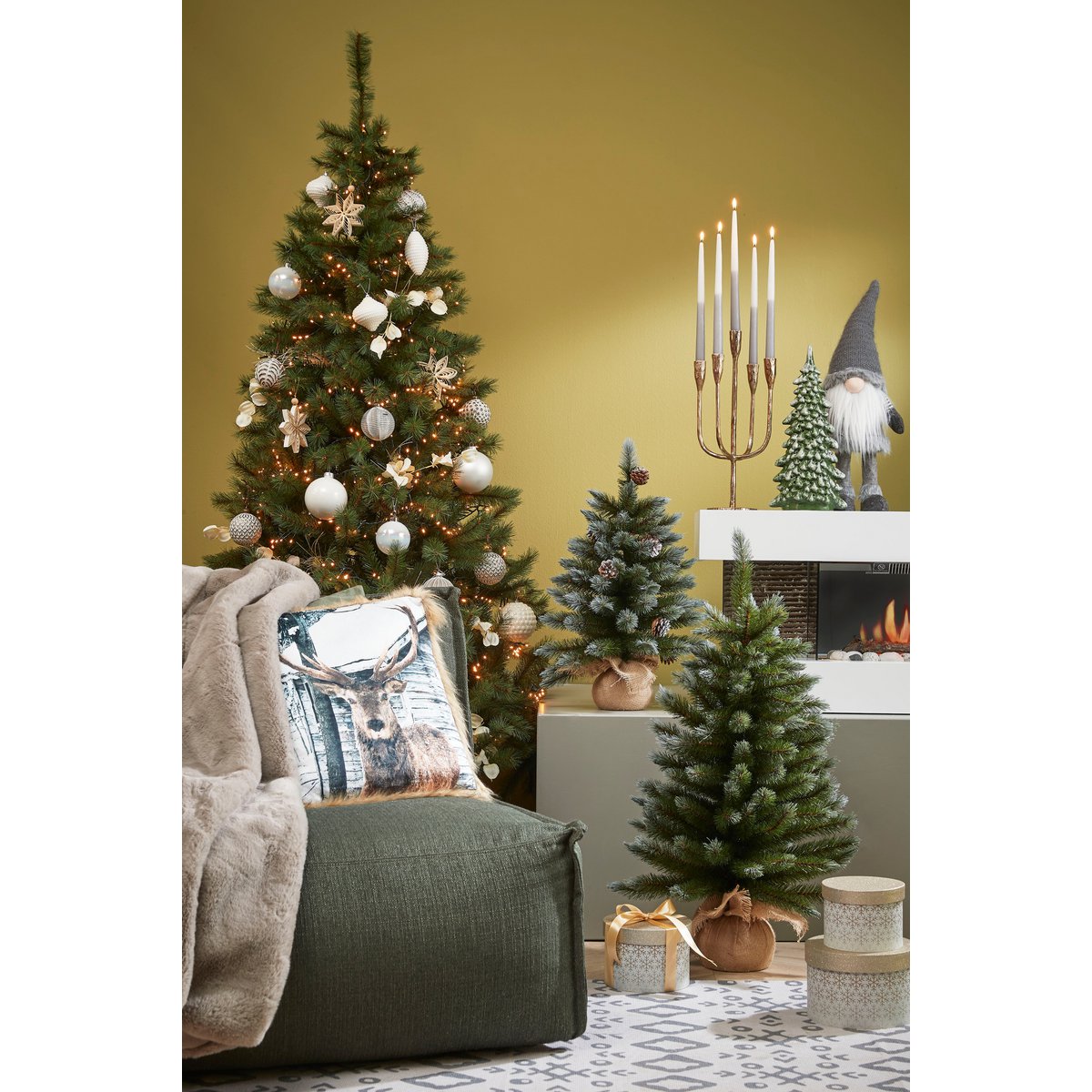 Maison d'Abri® - Sapin de Noël Artificiel Pittsburgh en Jute - H90 x Ø56 cm - Vert Givré