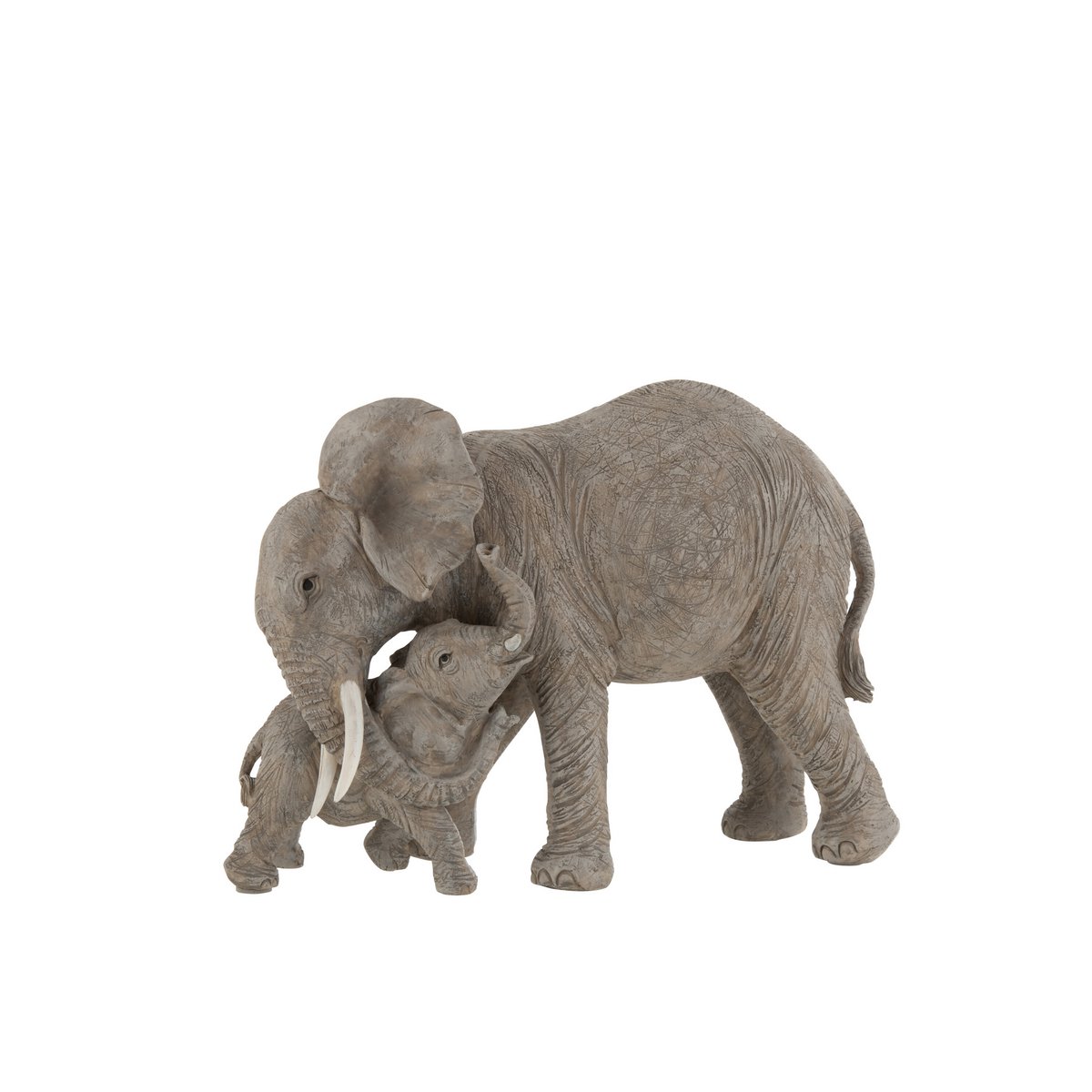 J-Line - Olifant Knuffel Decoratie - Beeld/ Figuren - Polyresin - Grijs