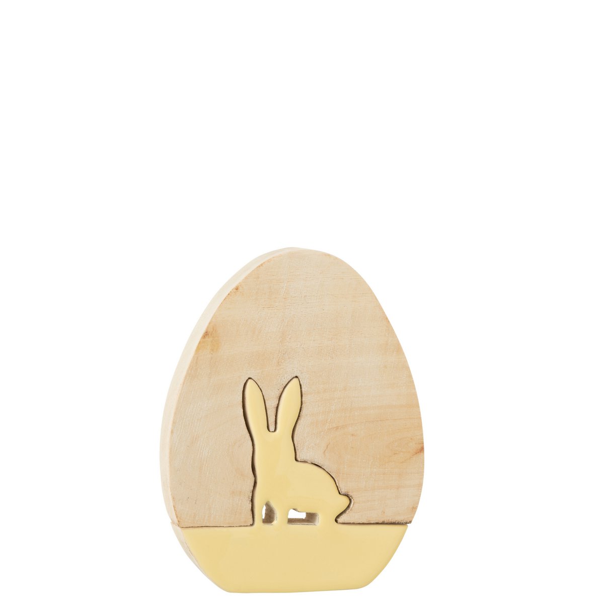 J-Line – Deko-Ei mit Hase – Holz – Gelb