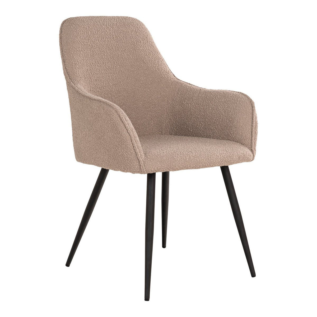 House Nordic – Harbo Dining Chair – Esszimmerstuhl in Bouclé, beige mit schwarzen Beinen, HN1233 – 2er-Set