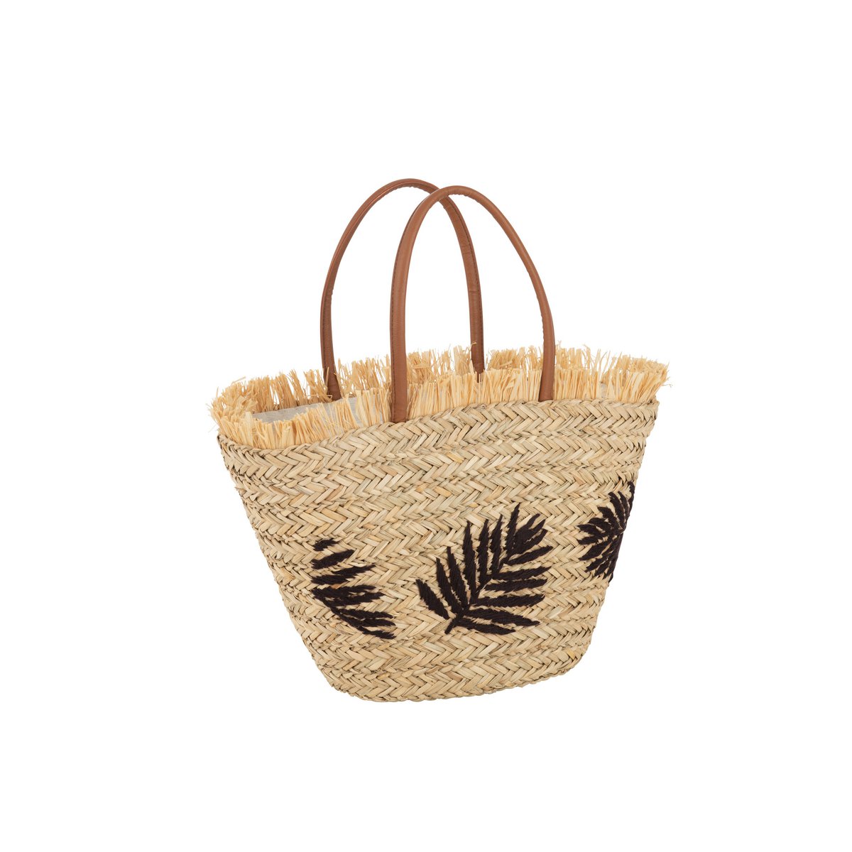 J-Line - Strandtas Blad Jute Naturel/Donker Bruin