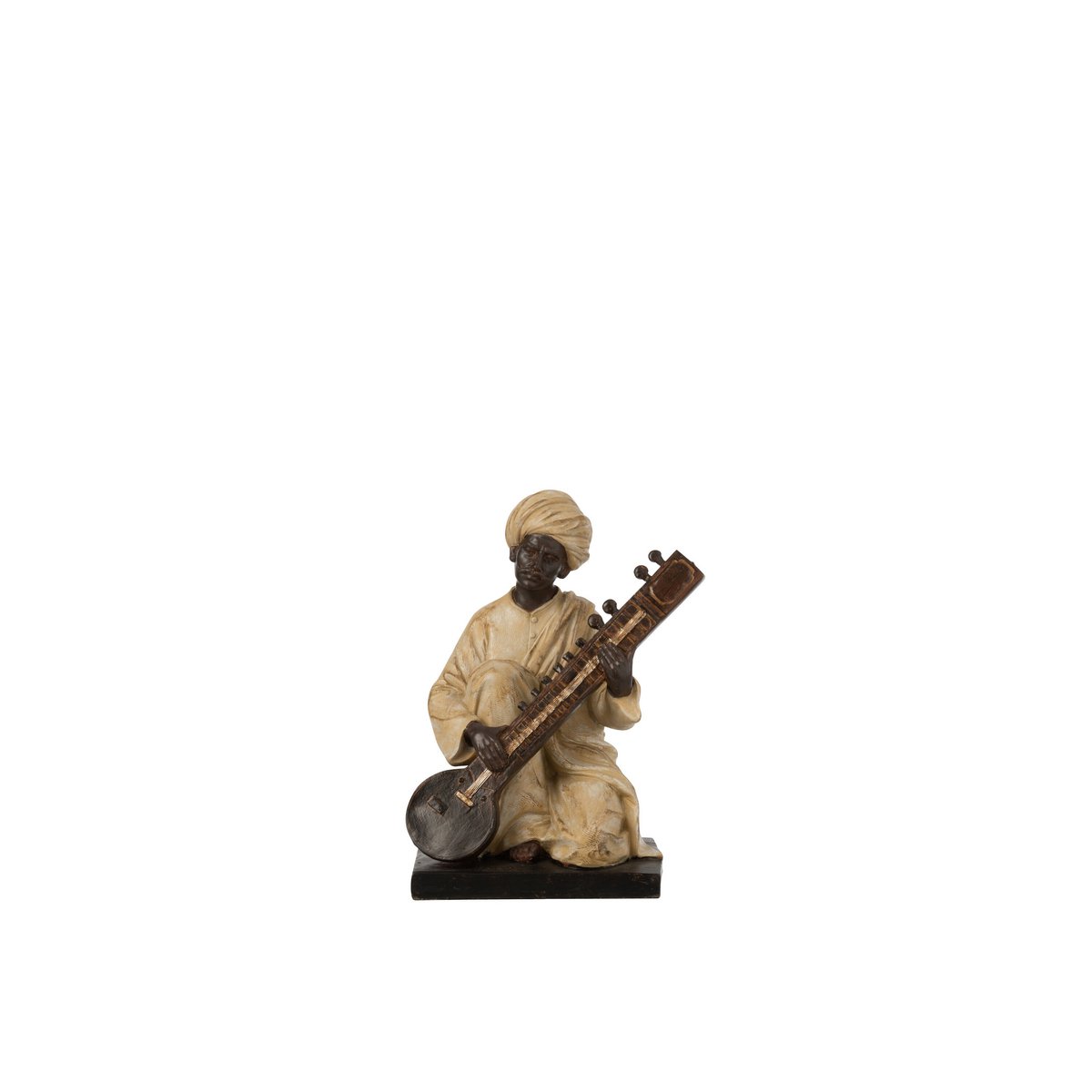 J-Line - Figurine Indienne Avec Instrument de Musique Poly Beige/Marron