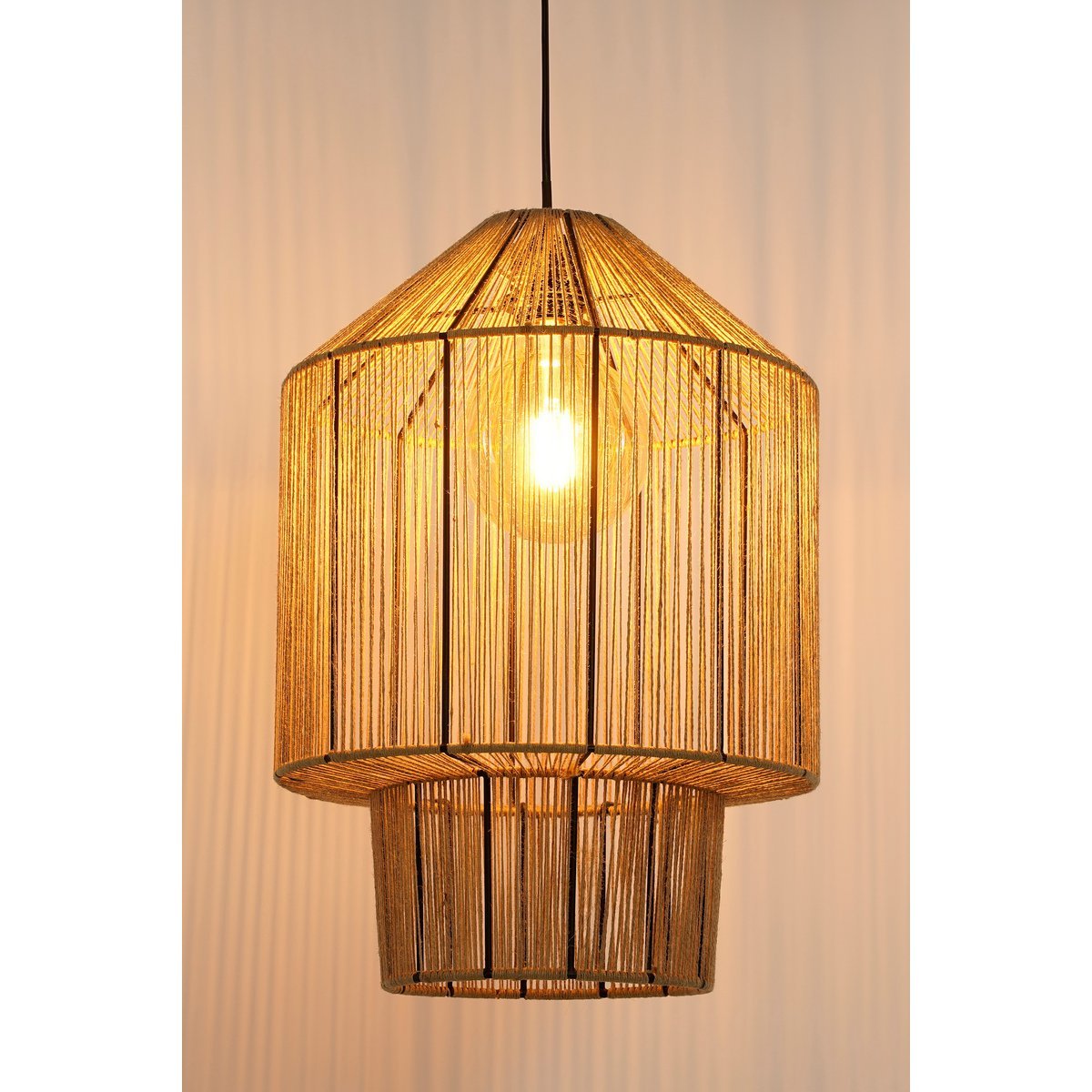 Mica Decorations - Lampe à suspension Elsa - H49 x Ø35 cm - Jute - Marron clair