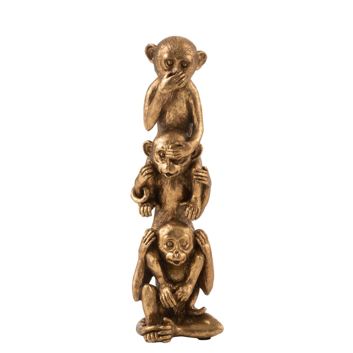 J-Line – Monkey Hear/See/Speak No Evil Poly Antikgold