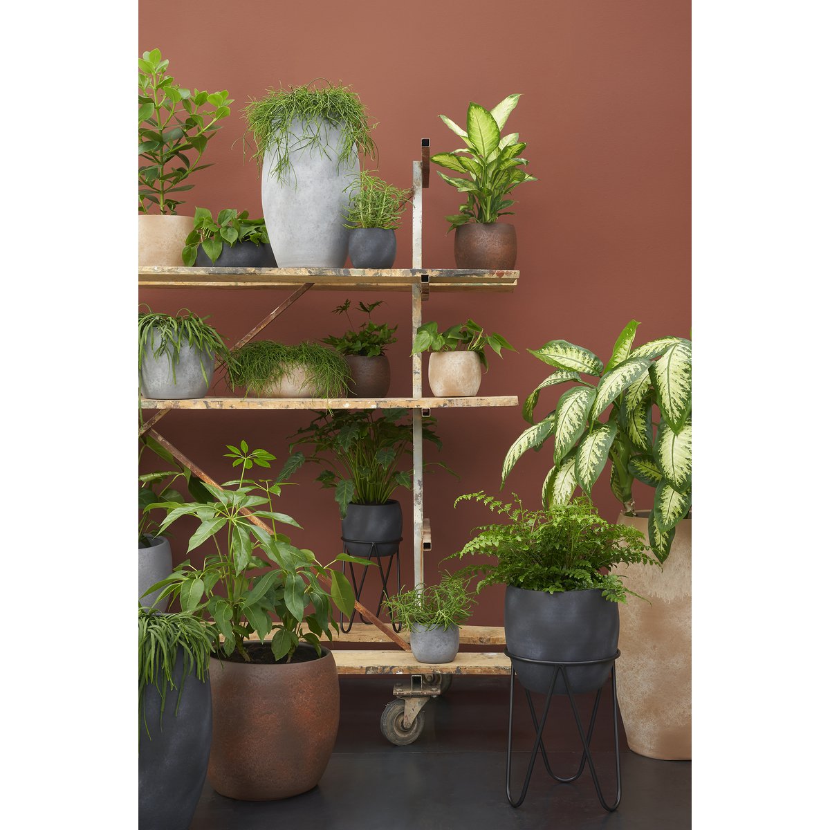 Mica Décorations - Support pour plantes - H39 x Ø30 cm - Métal - Noir