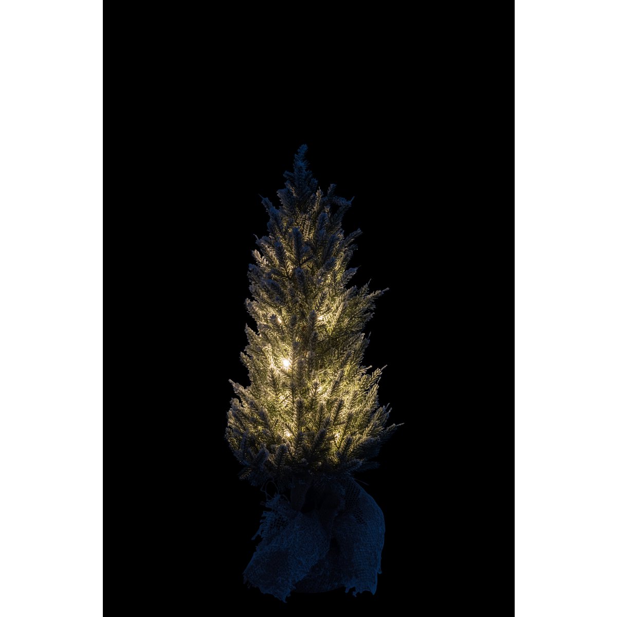 J-Line Kerstboom+Led+Pot Jute Plastiek Besneeuwd Groen Medium