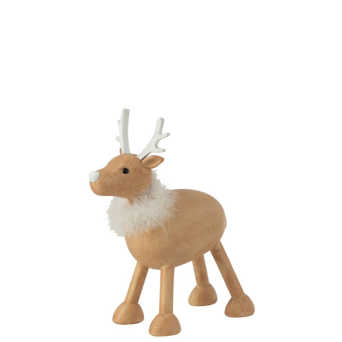 J-Line - Figurine de Noël décorative 'Gransholm' (Naturel/Blanc, Taille L)