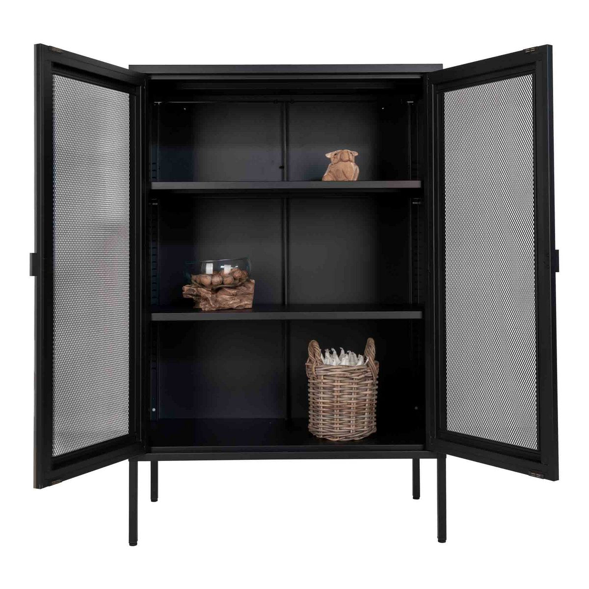 House Nordic – Melbourne Display Cabinet – Vitrine in Schwarz mit Netztür