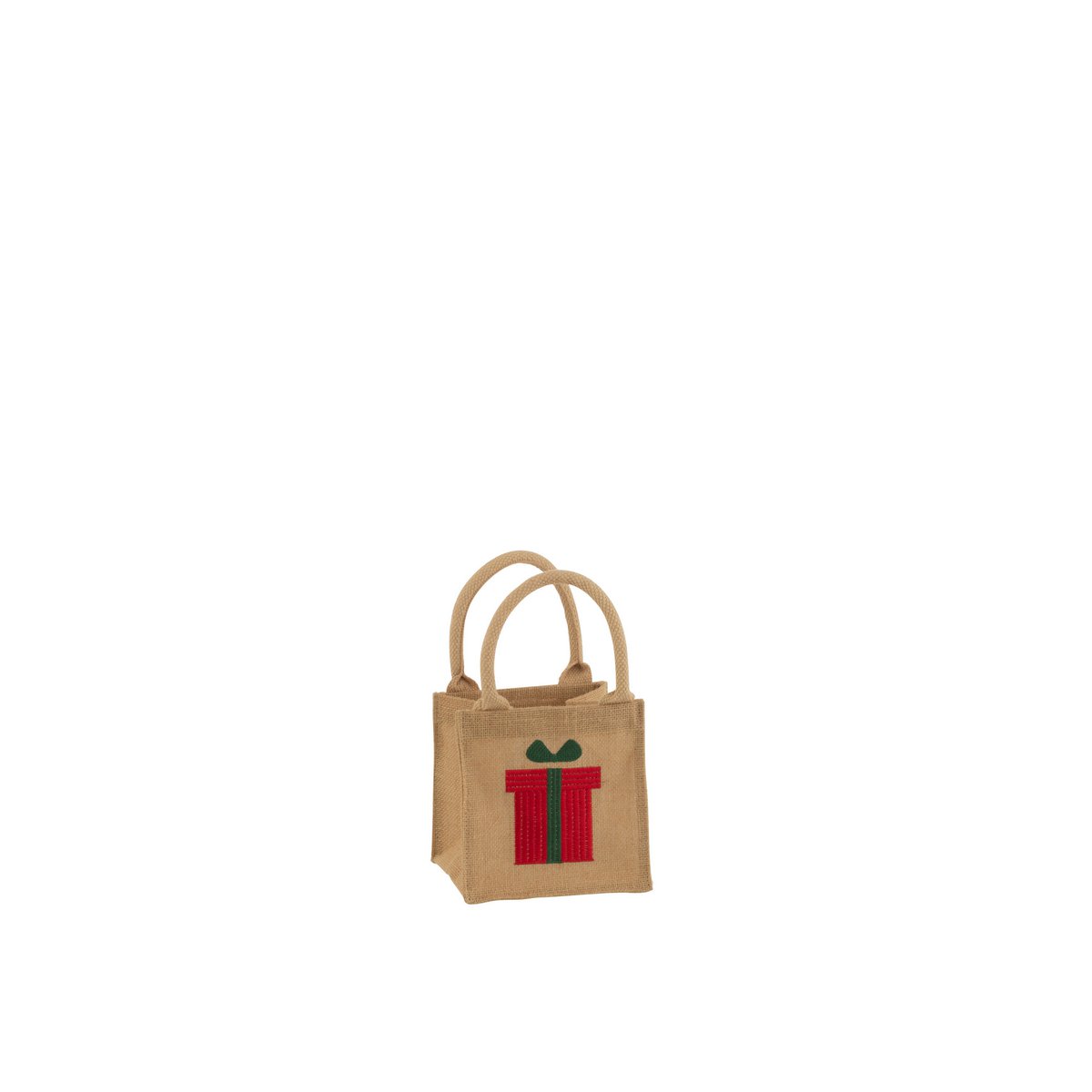 J-Line - Tasche Stickerei Geschenk Jute Natur/Rot