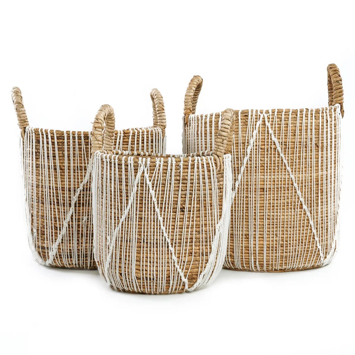 Bazar Bizar - Panier 'Couture Droite' (Naturel, Blanc, S)