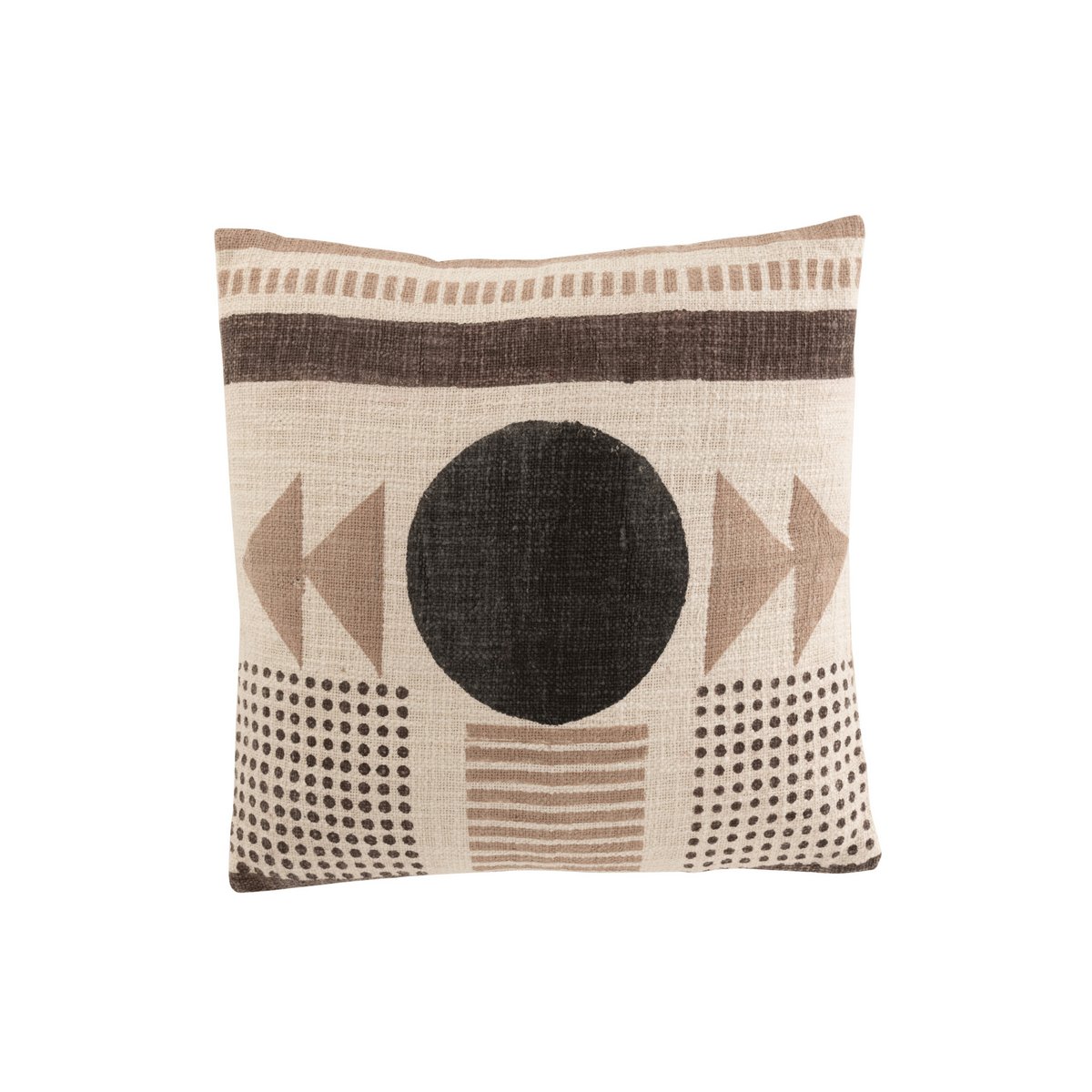 J-Line - Coussin African Graphic - Coton - Beige/Marron