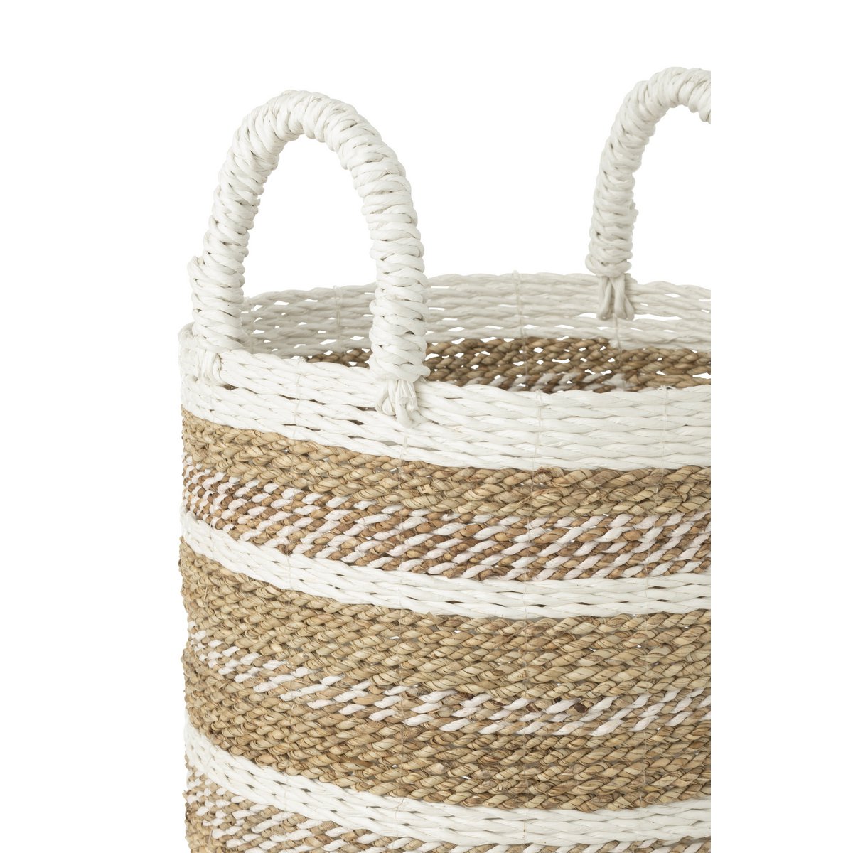 J-Line - Set Van Drie Manden Caro Raffia Wit/Naturel