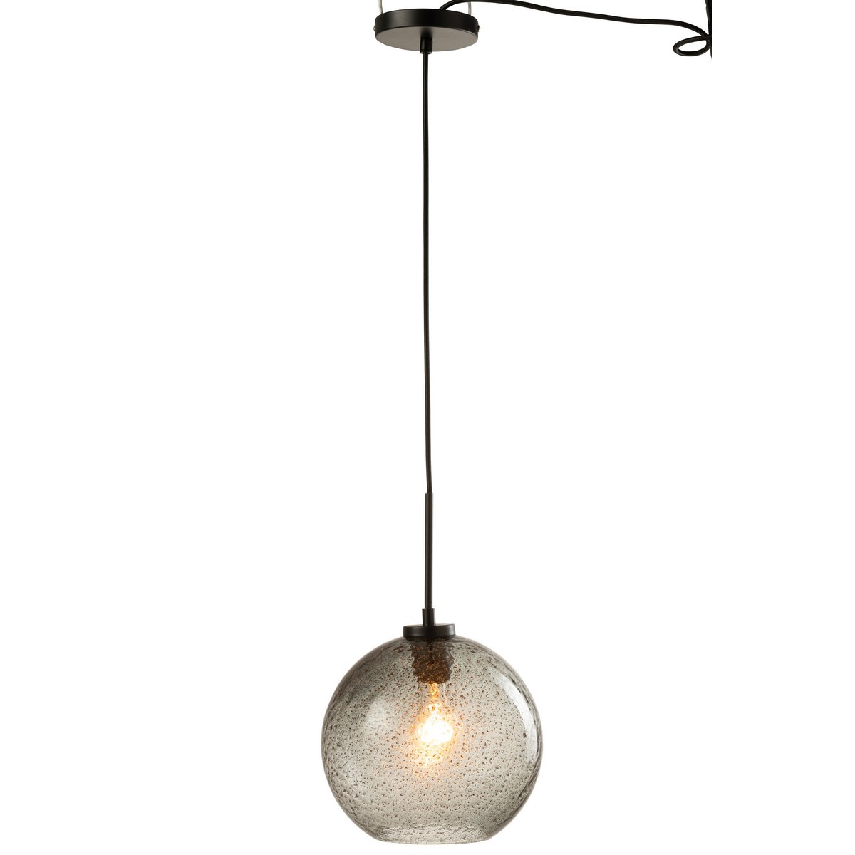 J-Line - Lampe Suspendue Speckle Ball - Verre - Gris - L