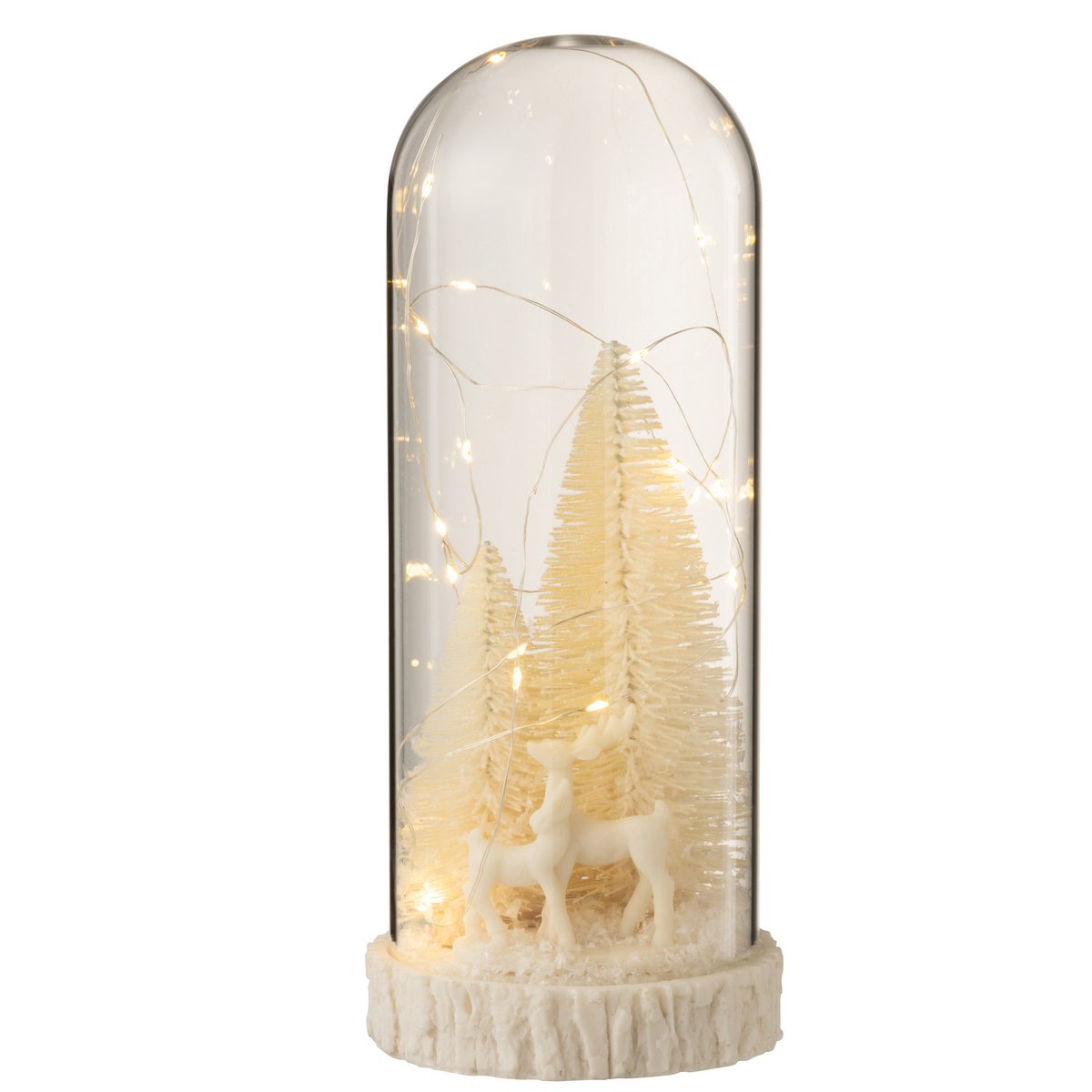 J-Line - Décoration Cloche High Deer - Verre/Résine - Blanc - LED - Grand