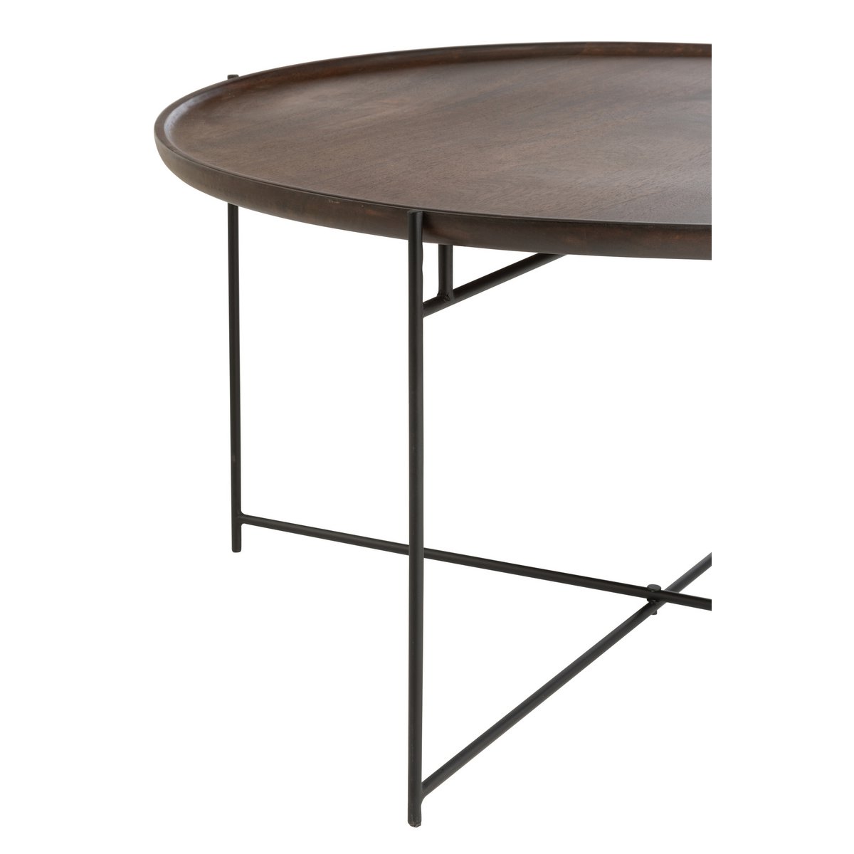 J-Line - Table Ronde Fer/Bois de Manguier Marron/Noir