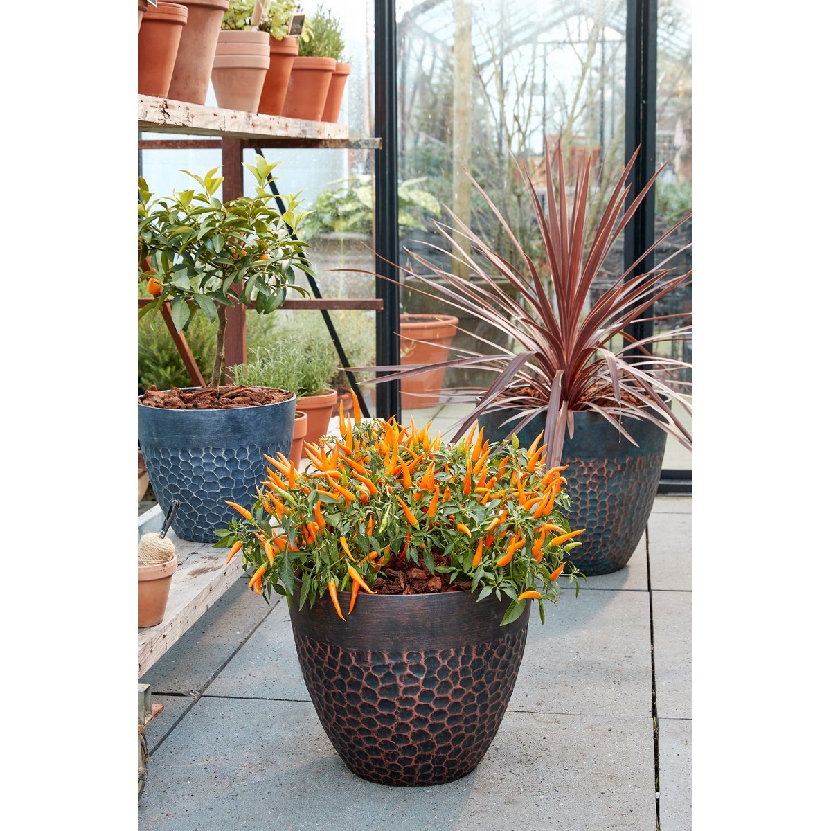 Mica Décorations - Pot de Fleur d'Extérieur Bravo - H32,5 x Ø38 cm - Marron martelé