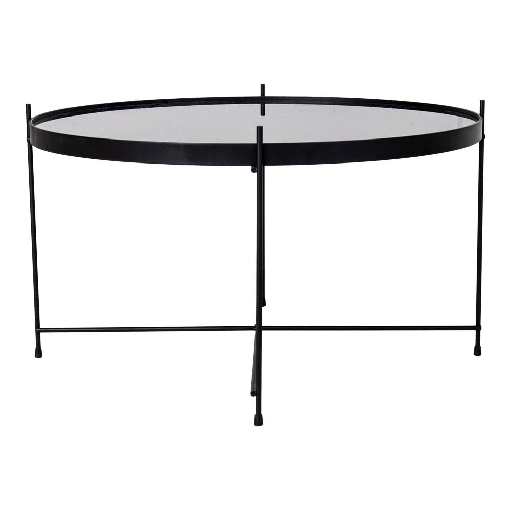 House Nordic - Table basse Venezia - Table basse en acier thermolaqué noir avec verre ø70xh40cm