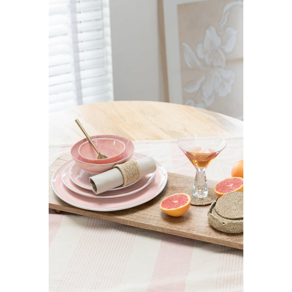 J-Line - Assiette Lara - Porcelaine - Saumon - Grand