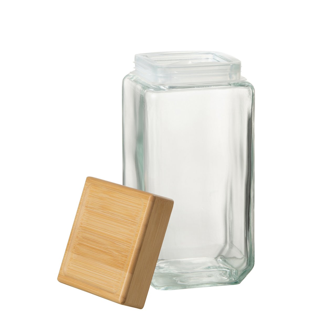 J-Line - Jar In Glass Brad Glass/Bamboo Transparent/Natur Extralarge