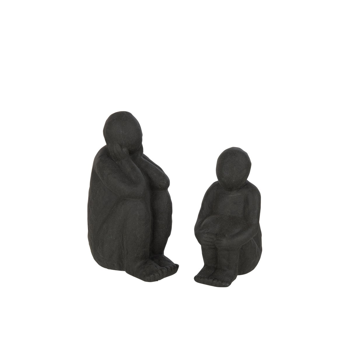 J-Line - Figurines assises Sand Glaze - Porcelaine - Noir