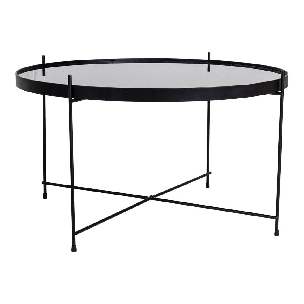 House Nordic - Venezia Salontafel - Salontafel zwart gepoedercoat staal met glas ø70xh40cm