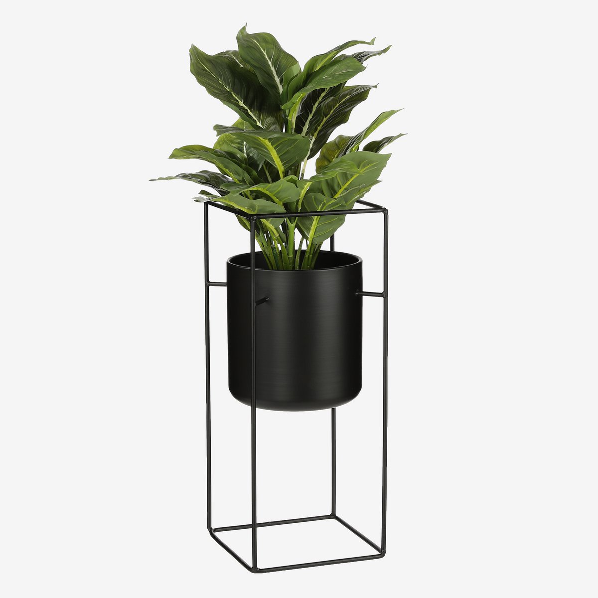 Mica Décorations - Pot de Fleur Porte sur Pied - L26 x L26 x H55 cm - Métal - Noir