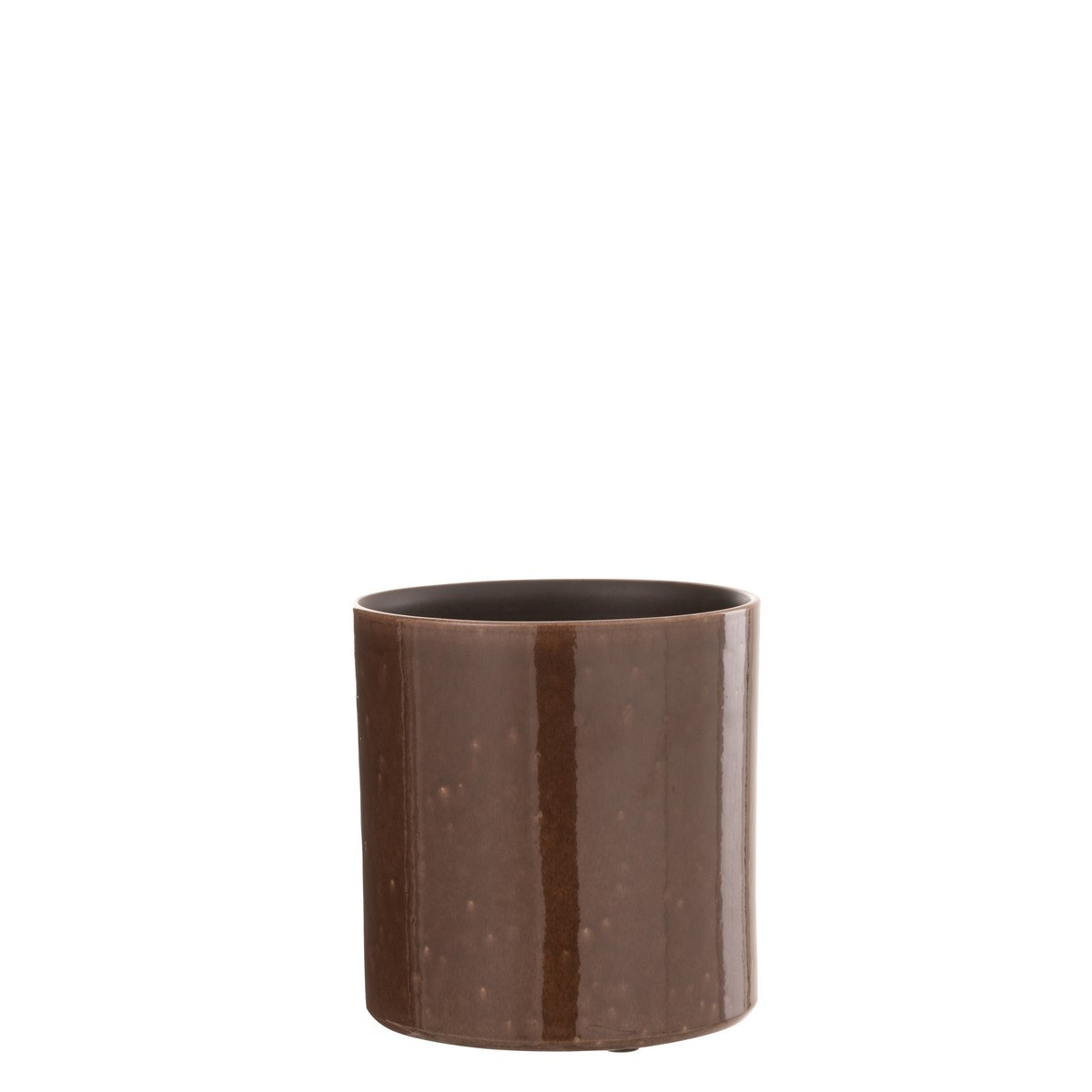 J-Line - Pot de Fleurs Flek - Céramique - Marron - Petit - Ø16,00cm