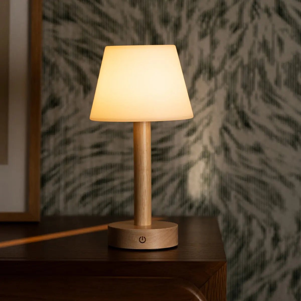 Tavellio-Amsterdam - Zoë Lichtbruine Houten Oplaadbare Tafellamp | Dimbaar en draagbaar | Batterijduur van 80 uur