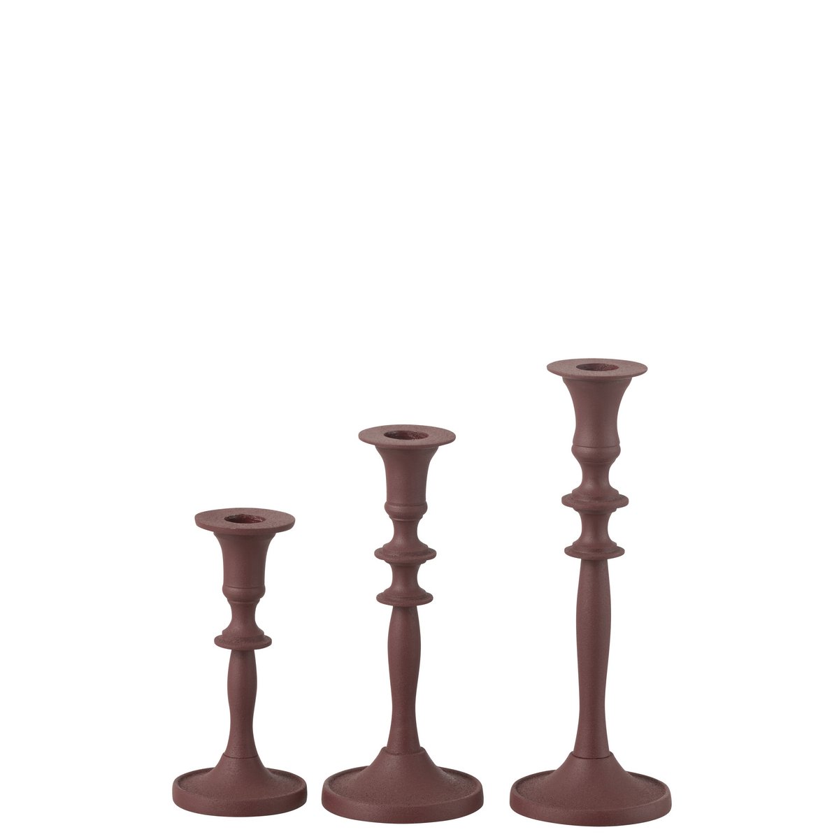 J-Line - Set de 3 Bougeoirs Classic Aluminium Marron Châtaigne