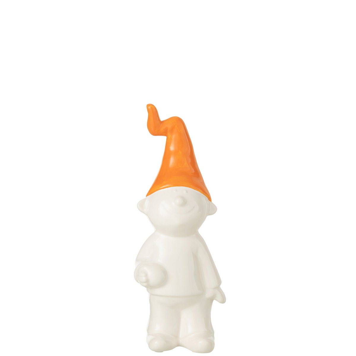 J-Line - Gnome Debout Céramique Blanc/Orange Petit