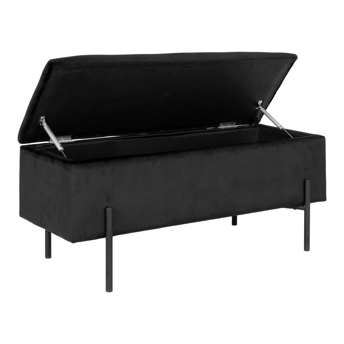 House Nordic - Canapé Watford - Velours noir, 36,5x95x46 cm