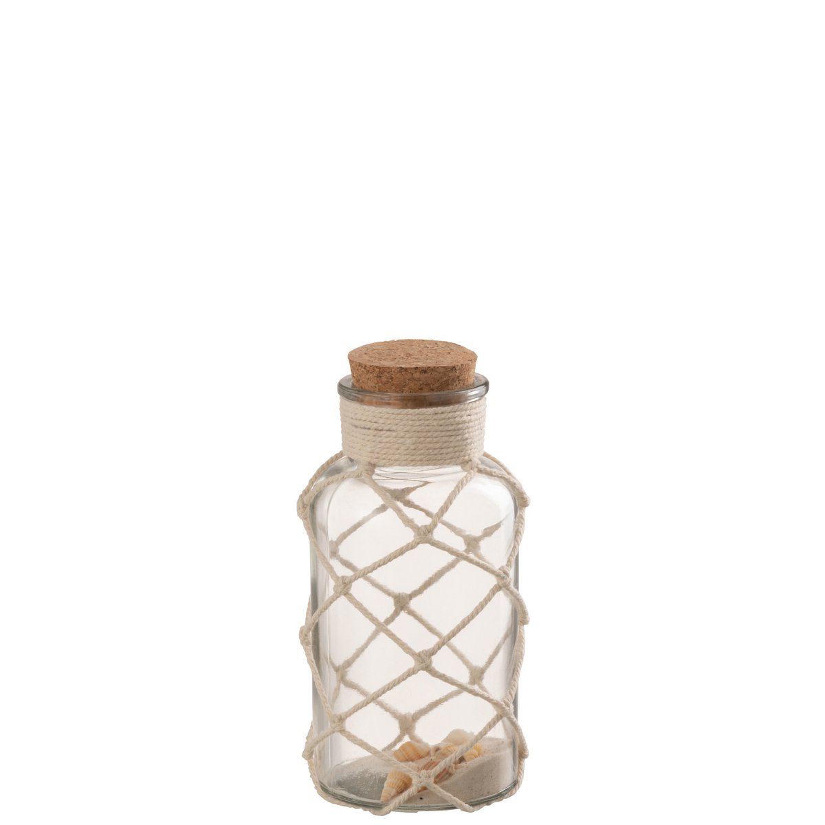 J-Line - Decoratie Vaas Sand Schelpen Glas Transparent Medium