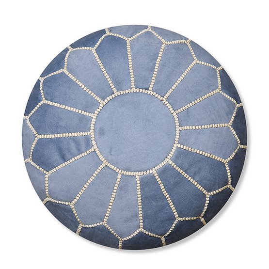 Poufs & Pillows - Fluwelen poef - denimblauw - gevuld geleverd