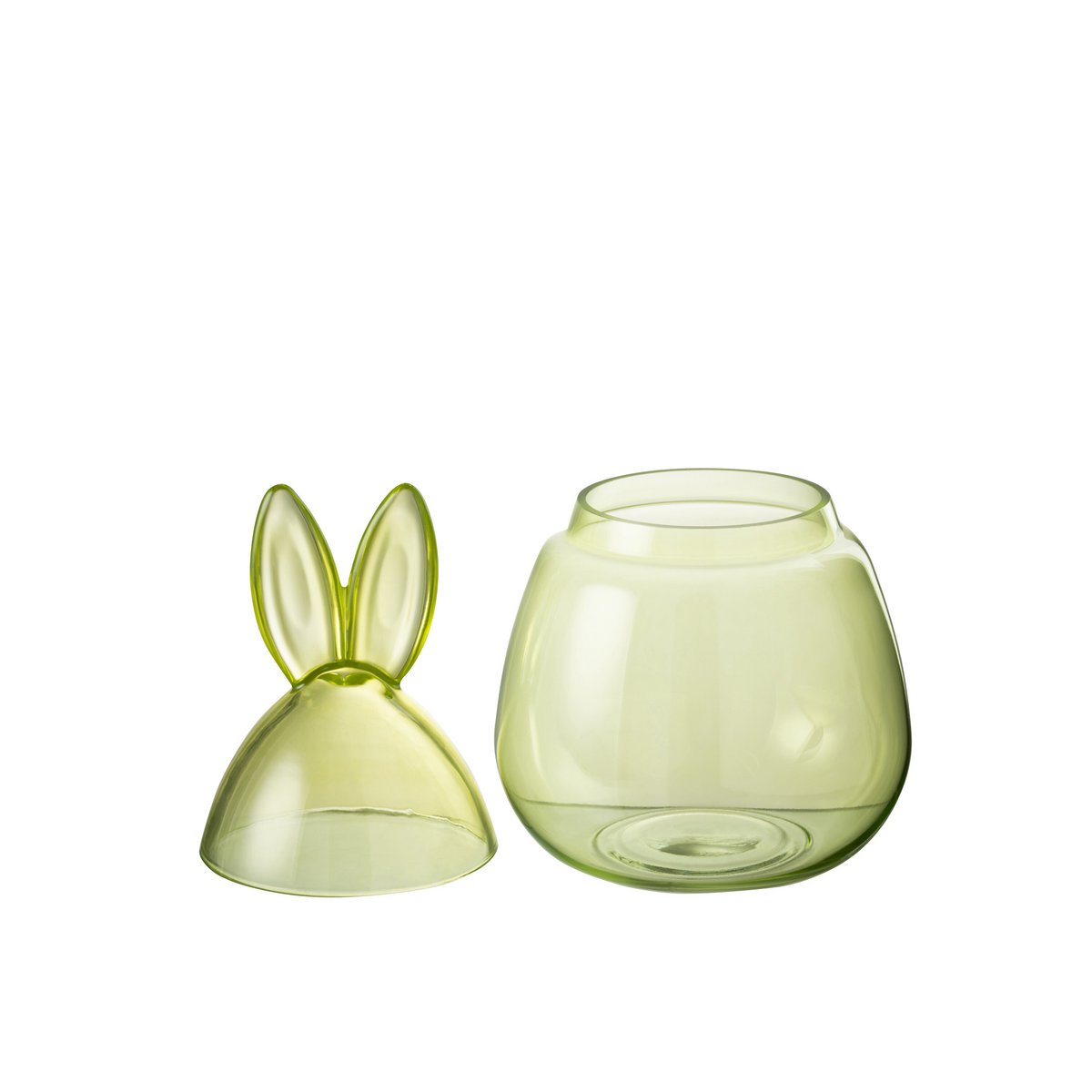 J-Line - Pot de Rangement Lapin - Verre - Vert - Petit