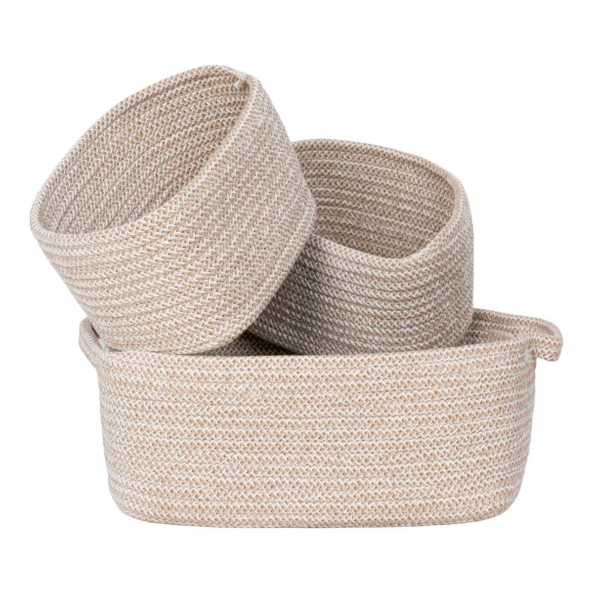 House Nordic - Teixo Basket - Mand, katoen, beige, set van 3