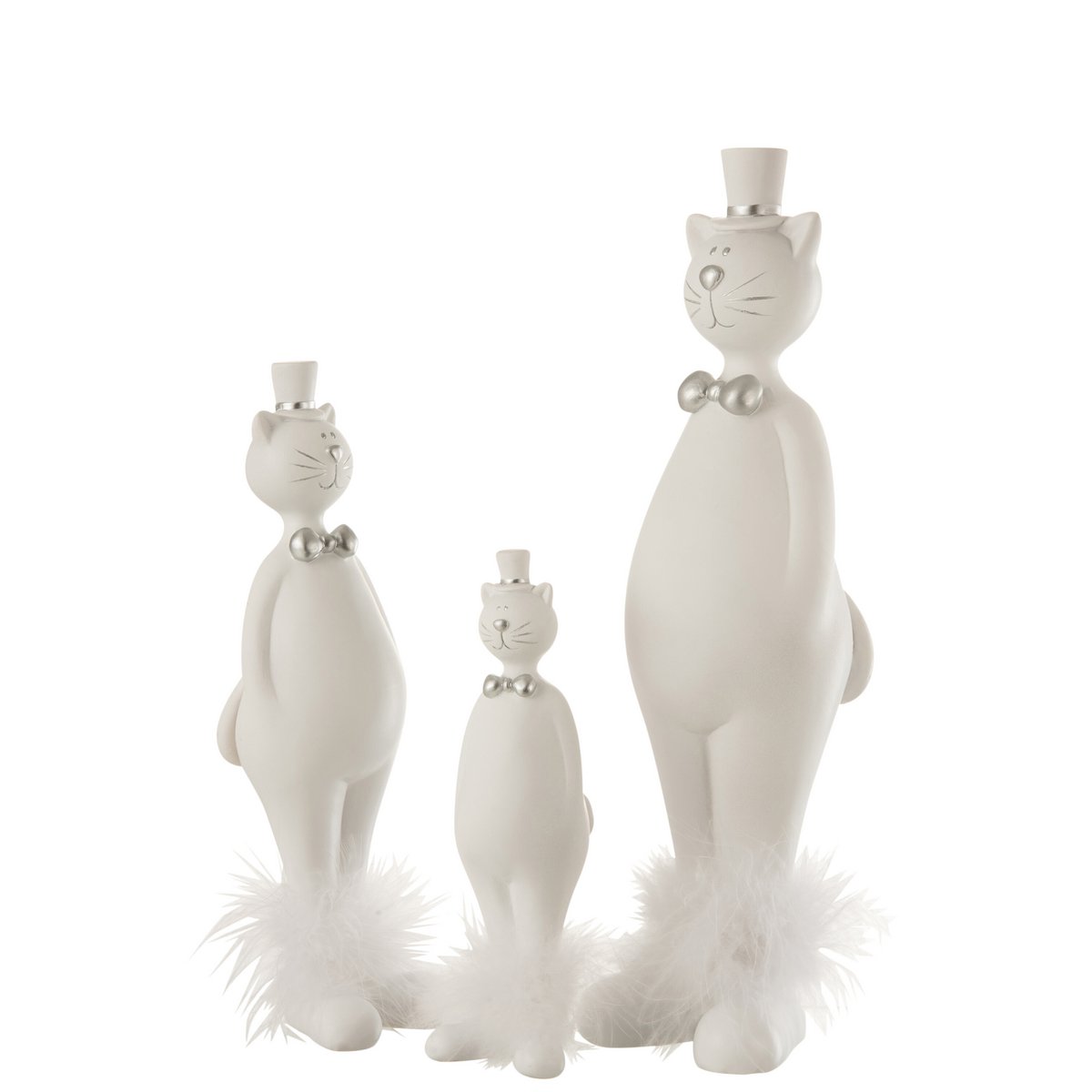 J-Line - Chat Avec Chapeau Poly Blanc/Argent Grand