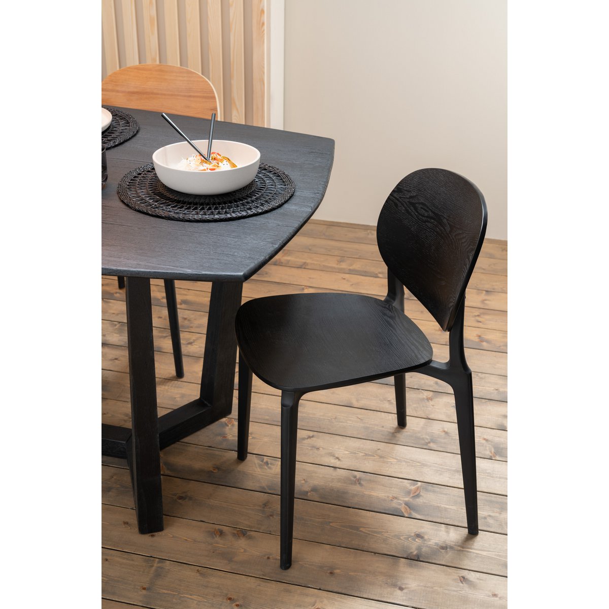 J-Line - Set de Table Rond en Jonc de Mer - Jute - Noir