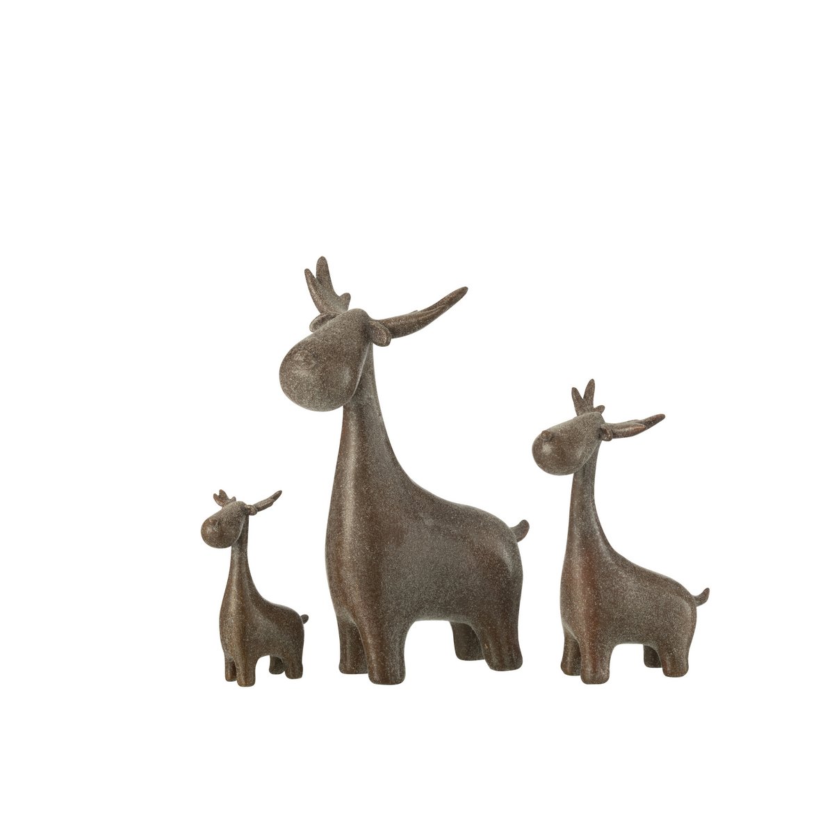 J-Line - Figurine décorative 'Cerf' (Lot de 3, Marron)