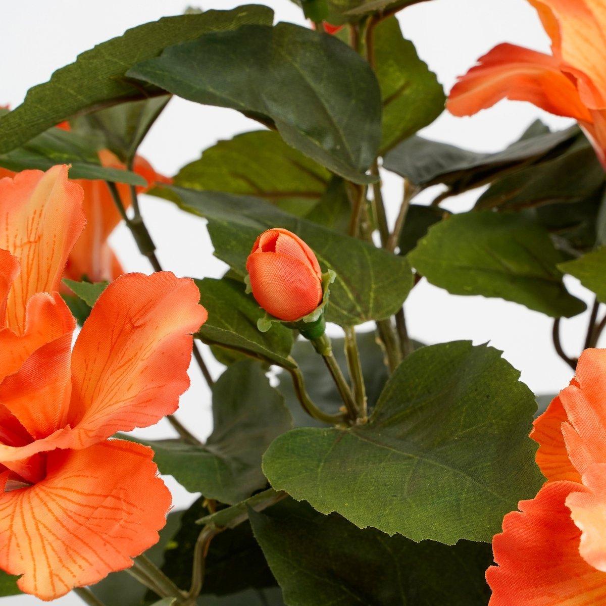 Mica Decorations - Hibiscus Kunstplant in Bloempot Stan - H40 x Ø30 cm - Oranje