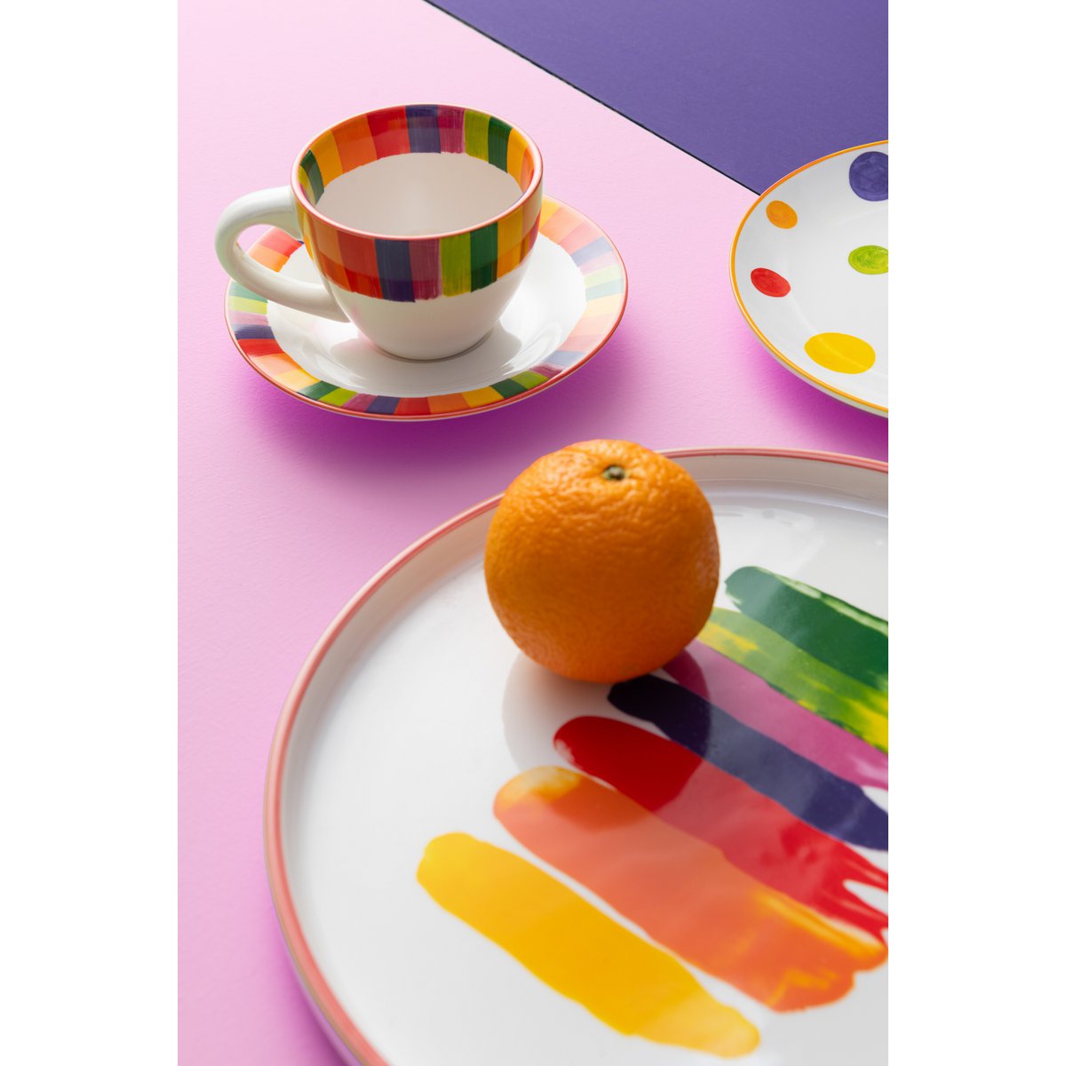 J-Line - Assiette Stripe - Porcelaine - Mix