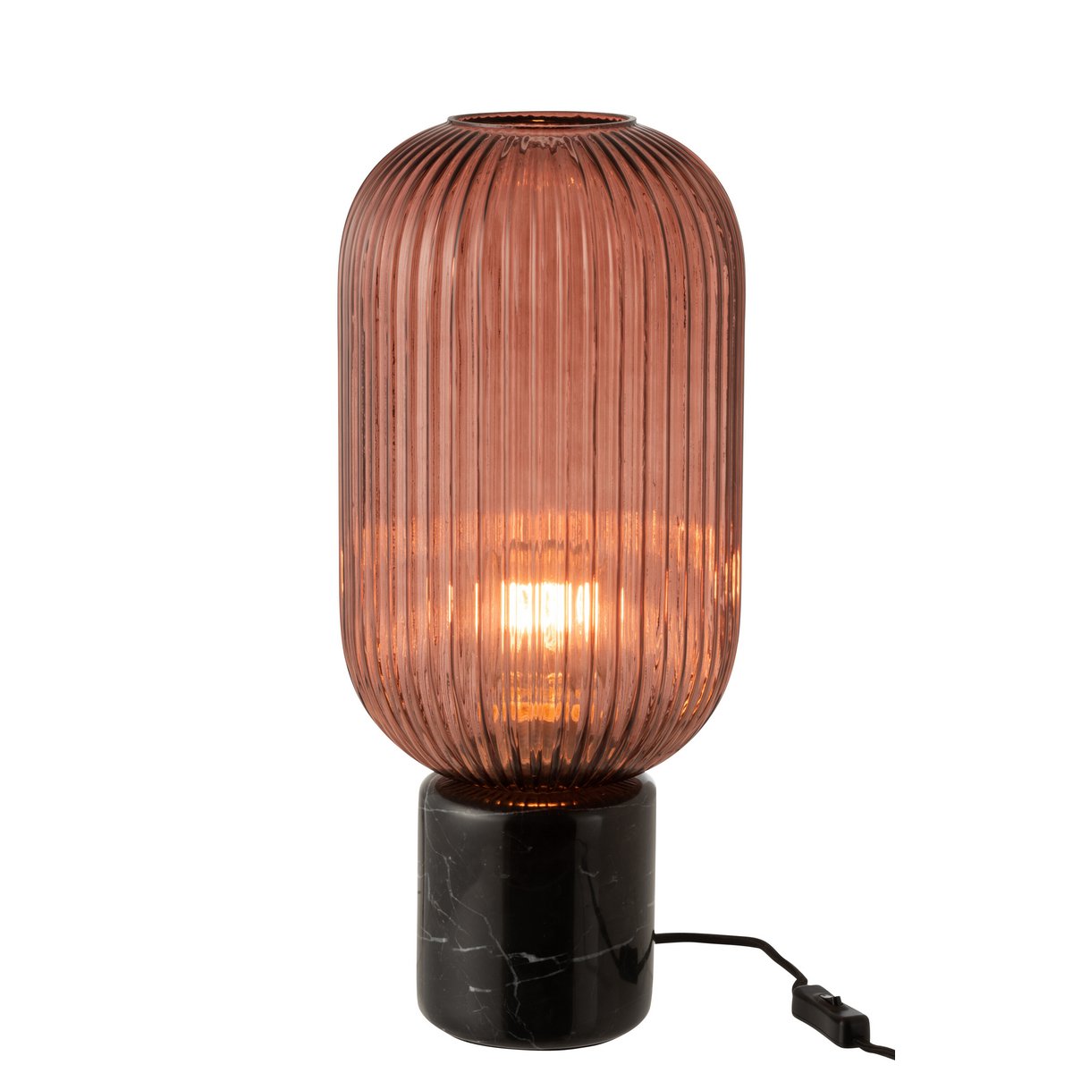 J-Line - Lampe de table Yufo Long - Verre/Marbre - Rouge/Noir