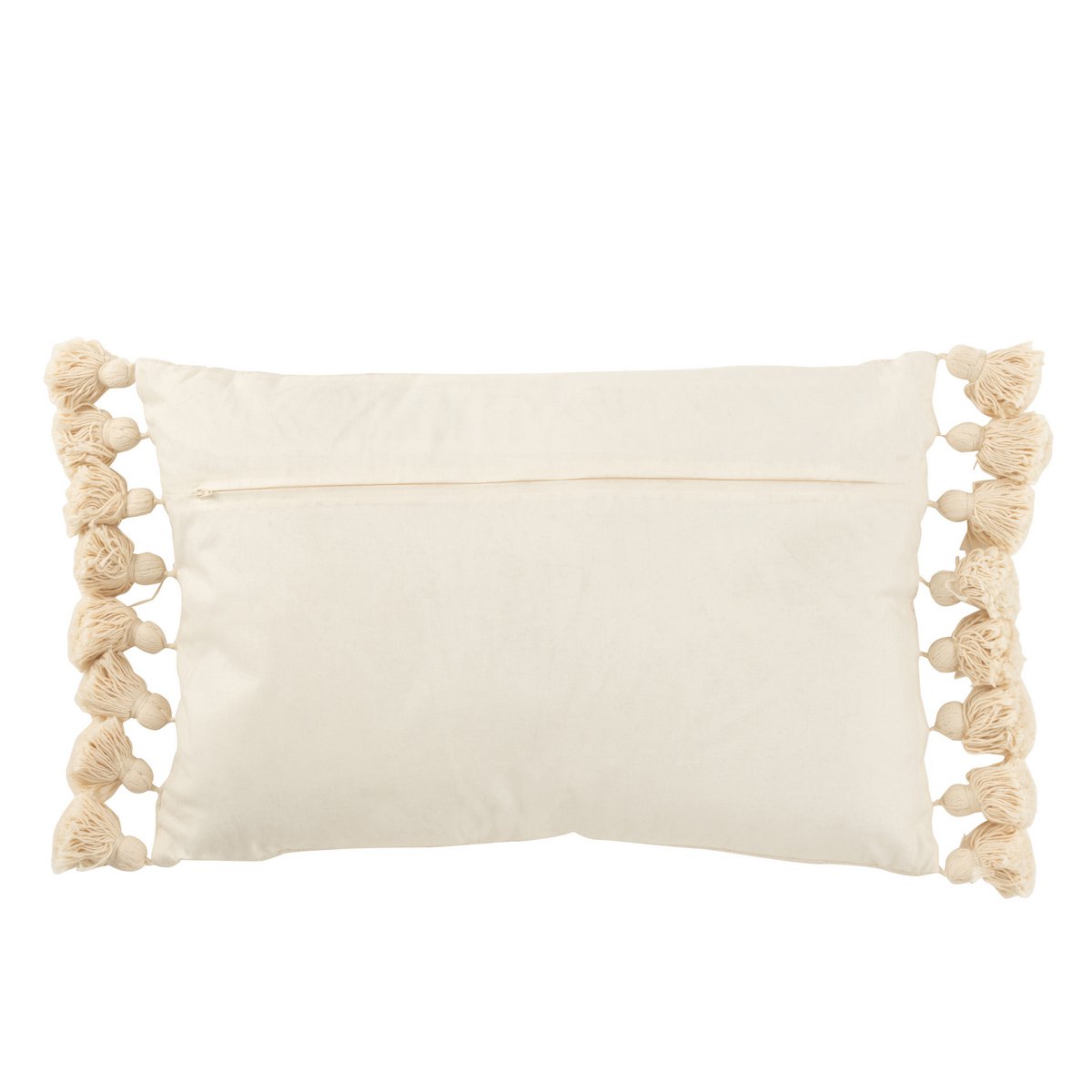 J-Line - Coussin Pompon - Coton - Beige