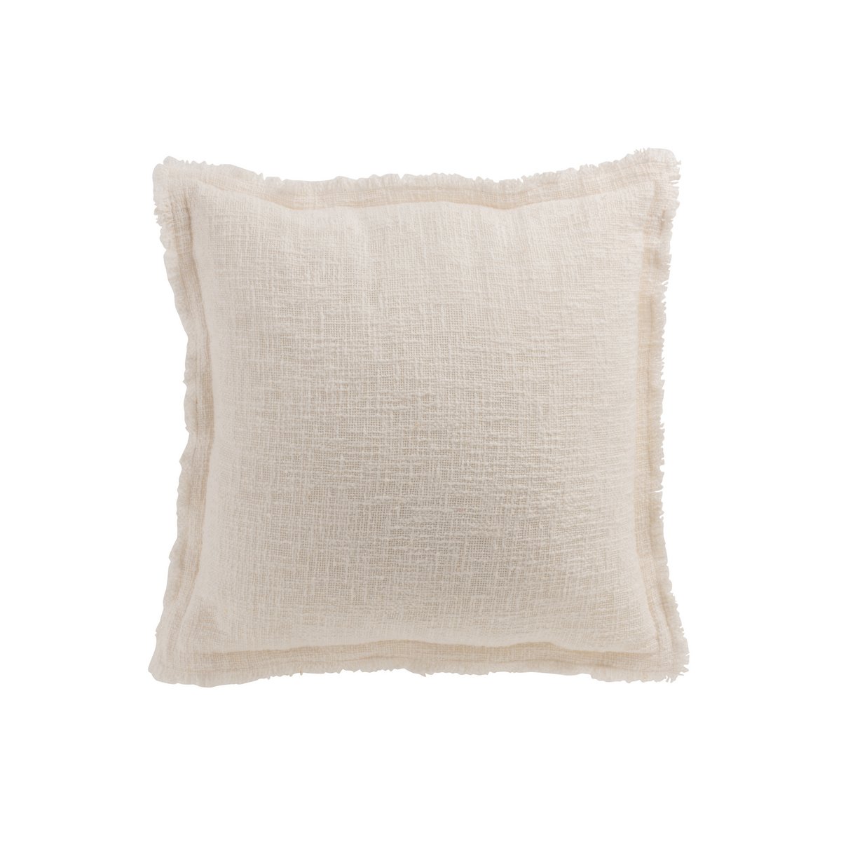 J-Line - Coussin Uni Coton Tissé Blanc