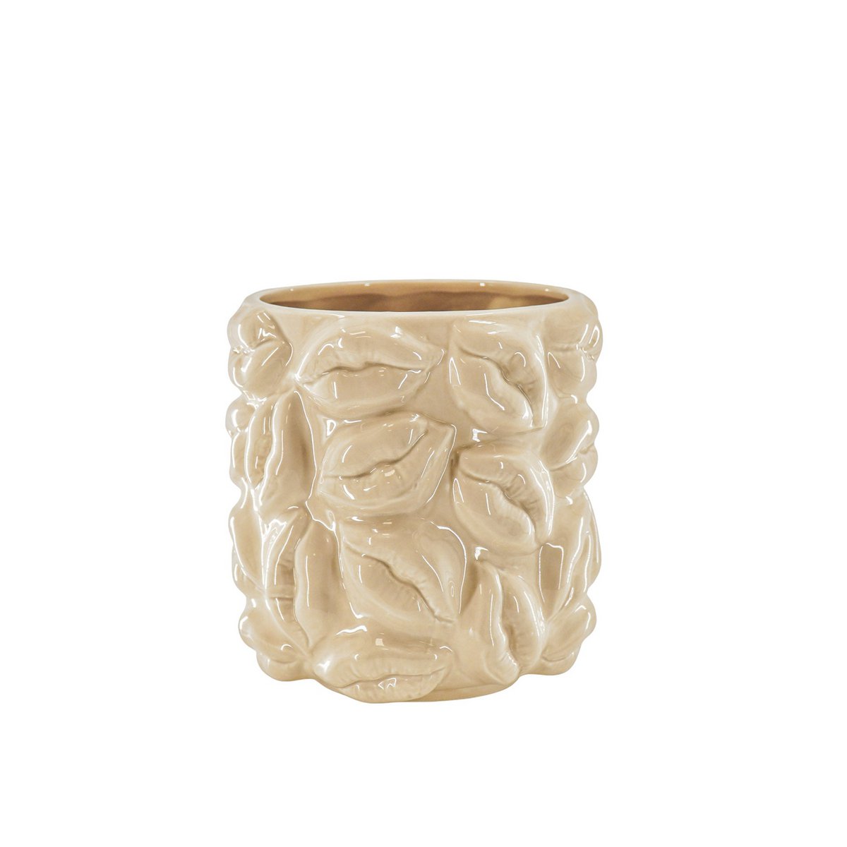Housevitamin - Pot - Kisses - Keramiek - Beige - 17,5x17,5x17,5cm