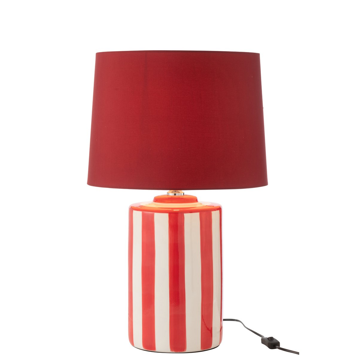 J-Line Lampe+Lampenschirm Listra Stripes Porzellan Schwarz/Rot/Weiß